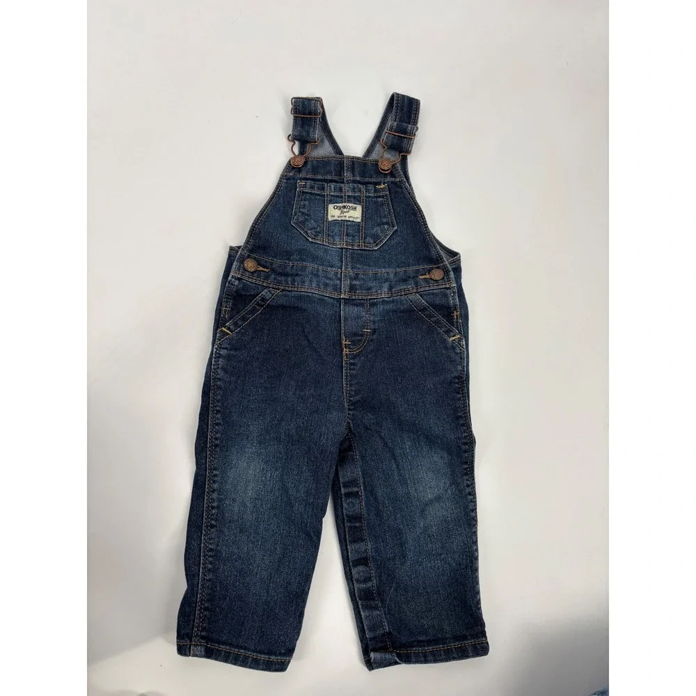 OshKosh Overalls Unisex 12M Blue Denim Vestbak Metallic Sparkle‎ OSH11771-SML